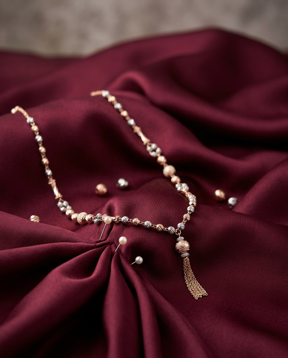 The Lumina Two-Tone Silver & Rose Gold Beaded Y-Necklace