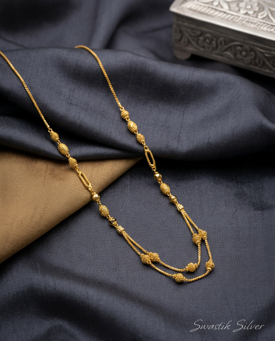 The Swarna Kanthi Gold-Plated Double Strand Silver Mala view 4