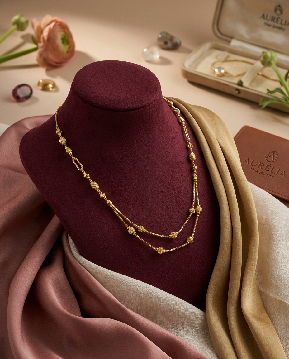 The Swarna Kanthi Gold-Plated Double Strand Silver Mala view 2