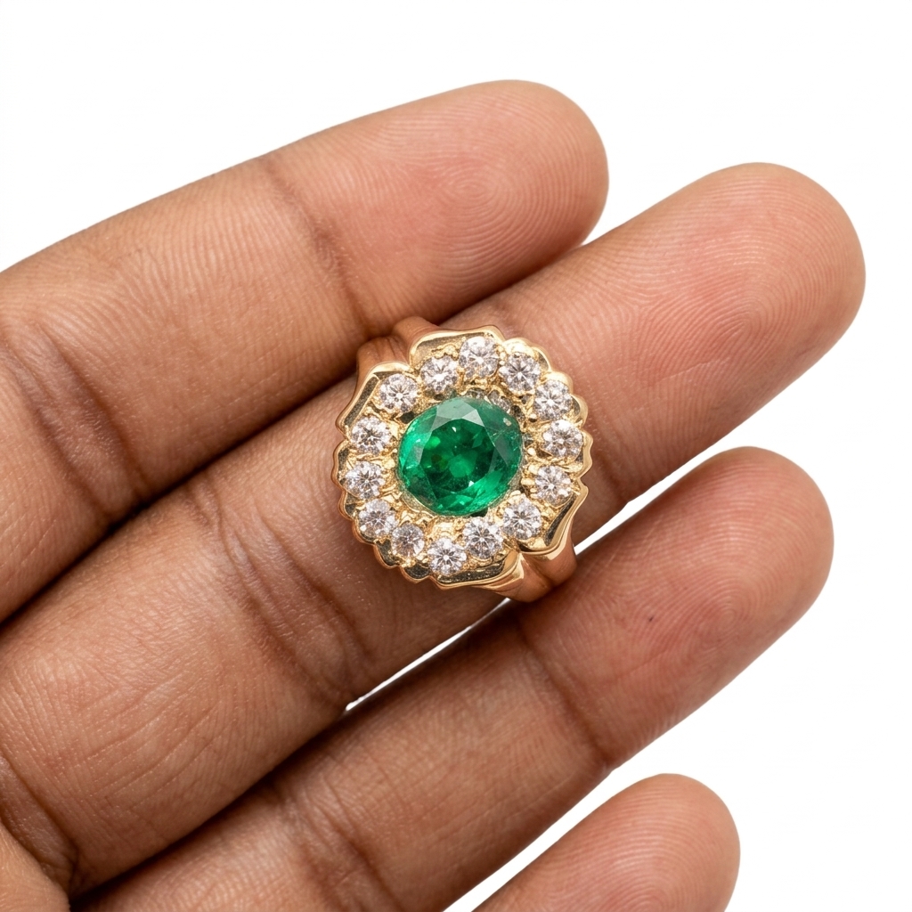 Emerald and Diamond Ring