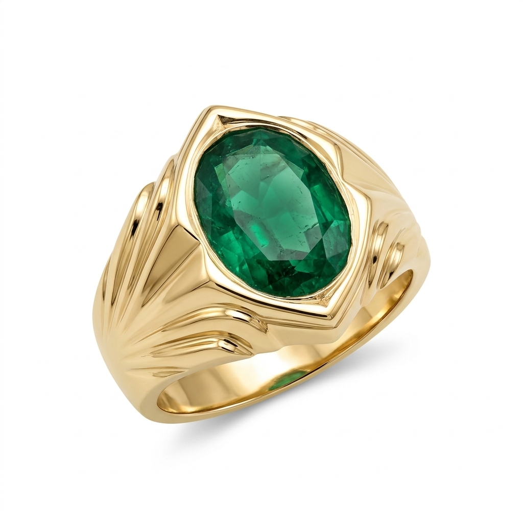 Gold Ring with Green Gemstone