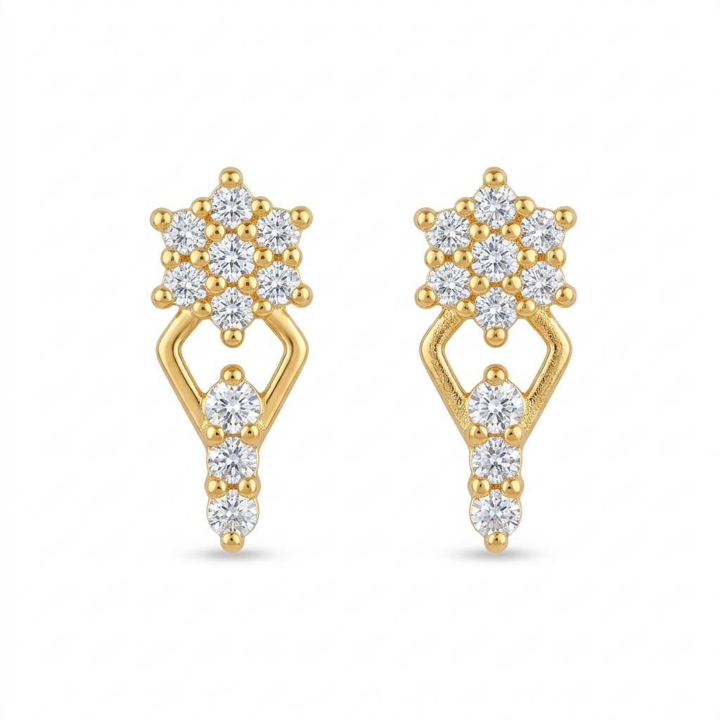 Gold Plated Diamond Earrings