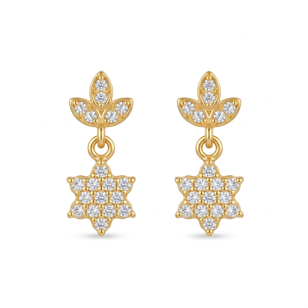 Gold Star Pendant Earrings