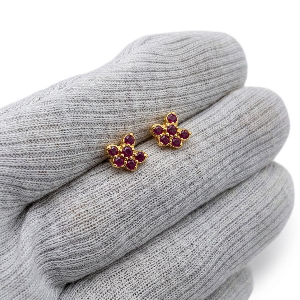 Gold Flower Stud Earrings