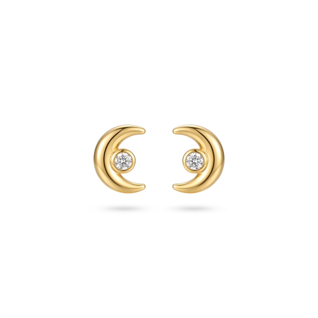 Gold Crescent Earrings