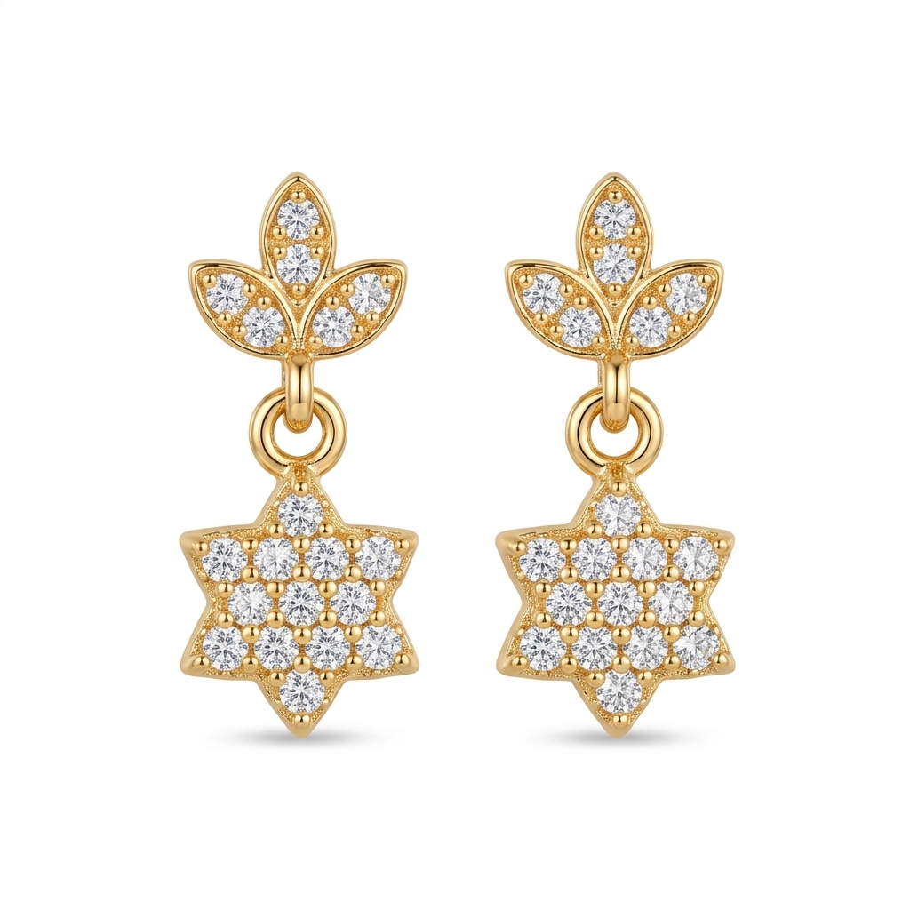 Star Design Gold Earrings