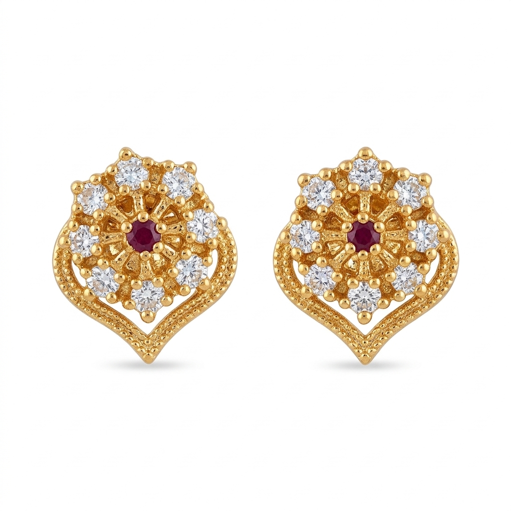 Gold Flower Stud Earrings