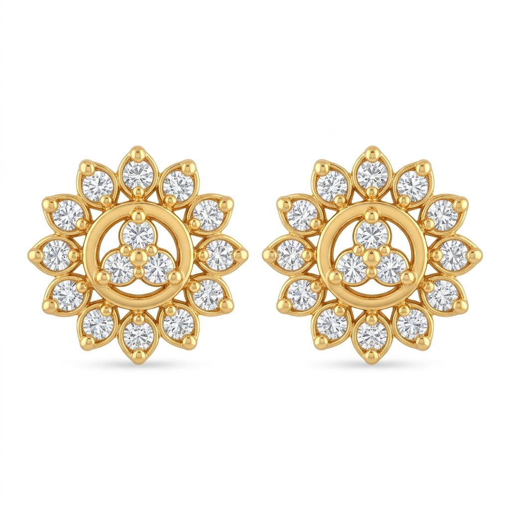 Designer Gold Stud Earrings
