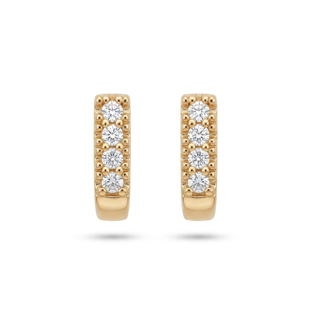 Gold and Diamond Stud Earrings