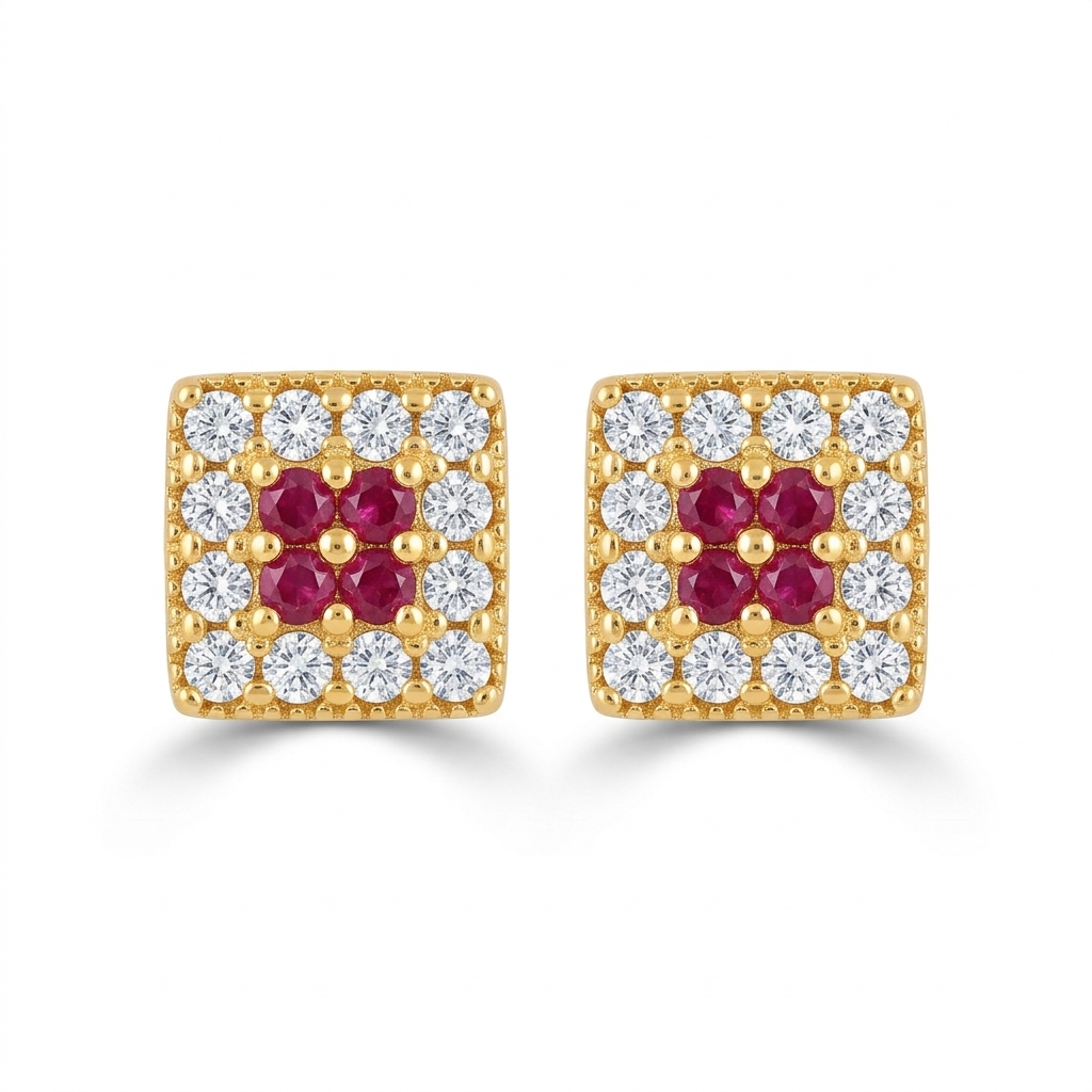 Designer Gold Earrings with Gemstones