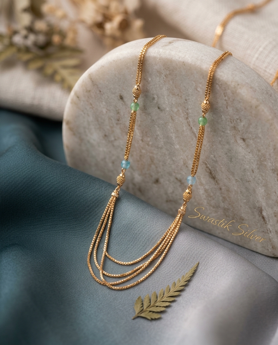 The Meadow Breeze Rose Gold & Pastel Bead Triple-Tier Silver Mala view 2