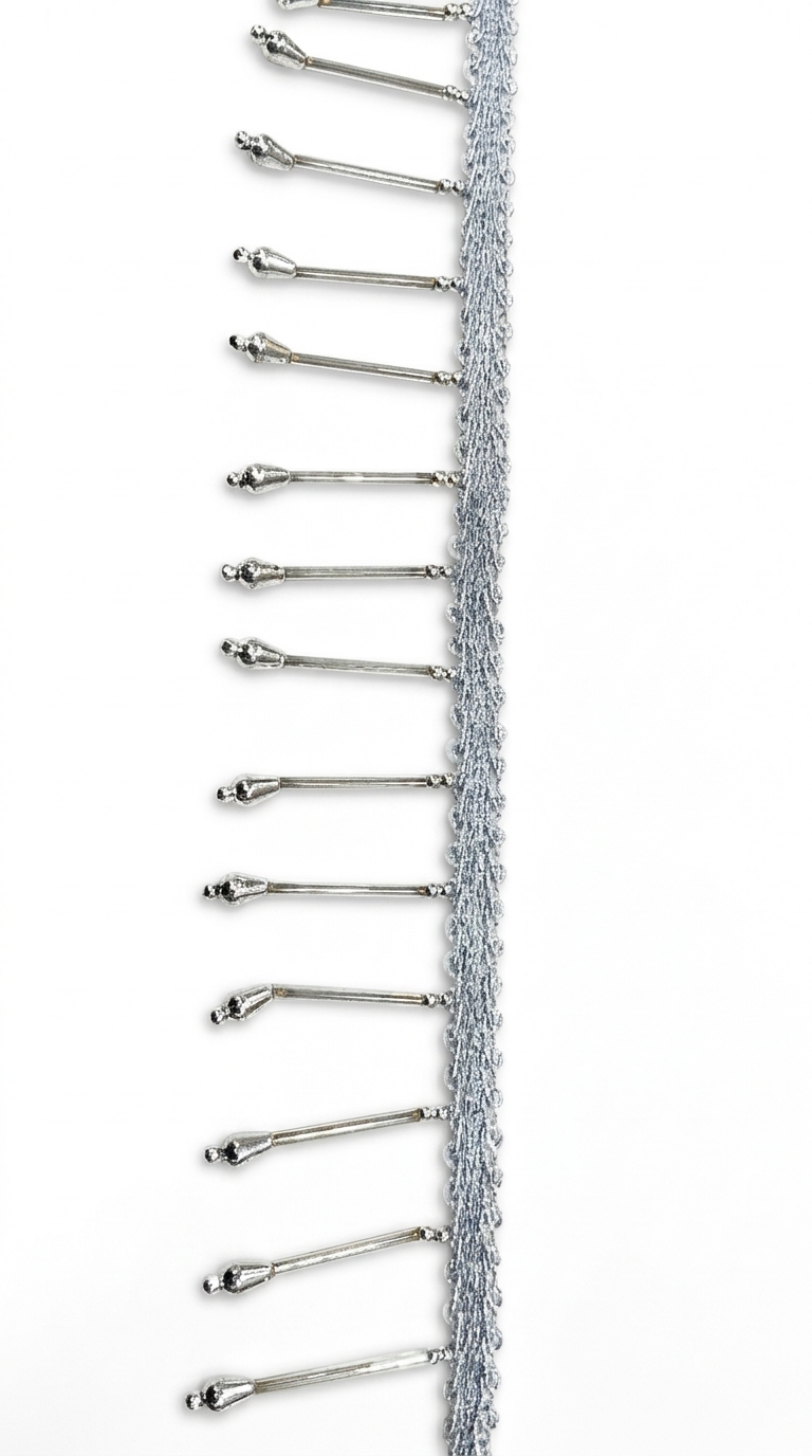Silver Embellished Lace Trim