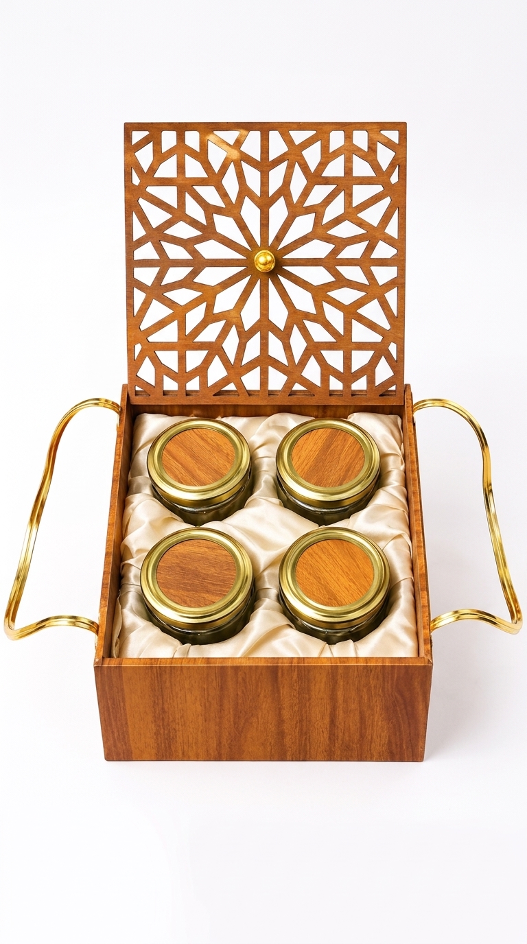 Decorative Wooden Gift Box with Jars