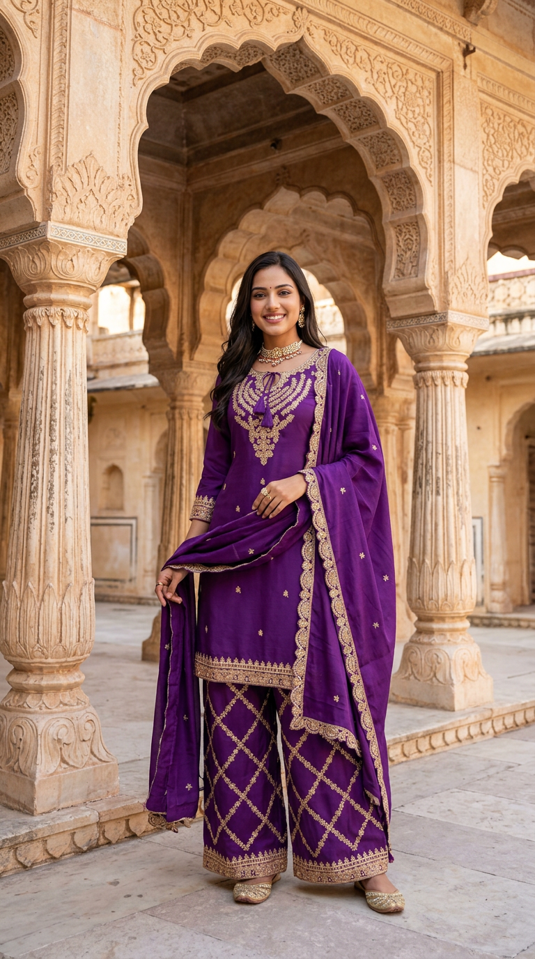 Purple Sharrara Ethnic Suit by Shruti Ethnic Wear view 2