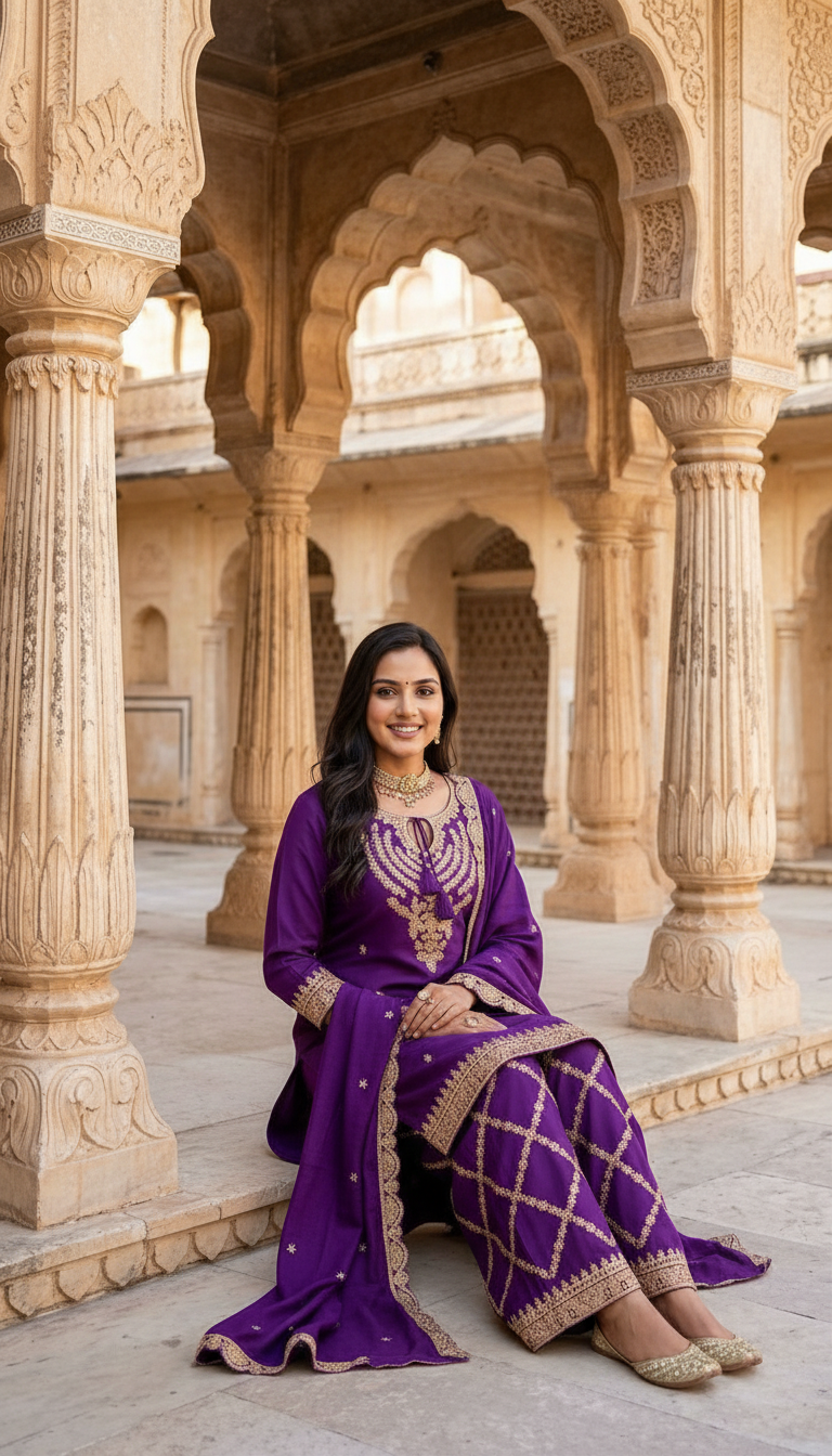 Purple Sharrara Ethnic Suit by Shruti Ethnic Wear