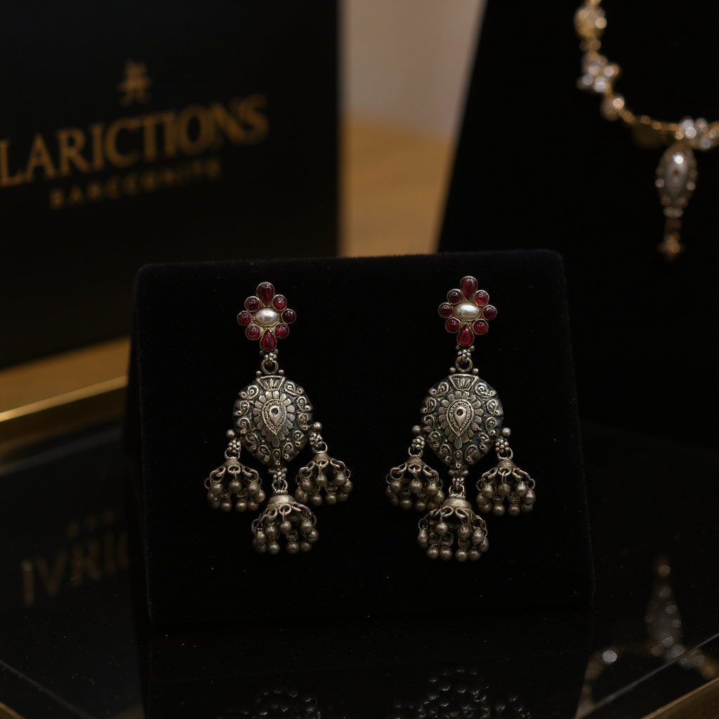 Traditional Silver Jhumka Earrings