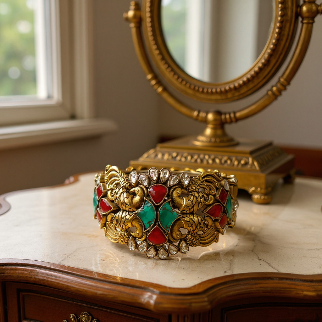 Antique Gold Kundan Bangle view 2