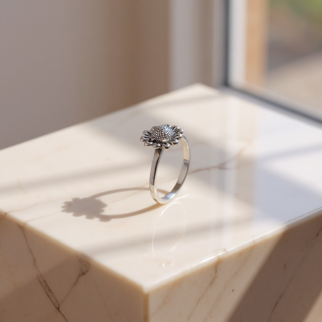Floral Silver Ring view 2