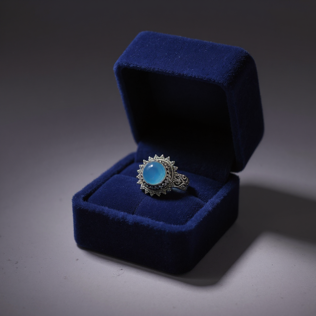 Silver Blue Stone Ring view 3