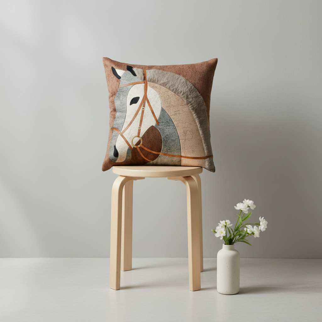Linens Studio Suede Horse Print Cushion Cover CC-411