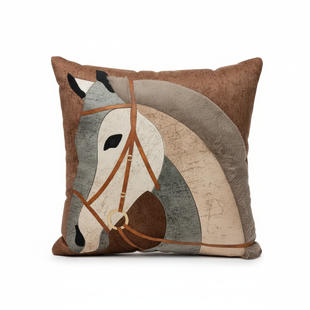 Linens Studio Suede Horse Print Cushion Cover CC-411 view 3