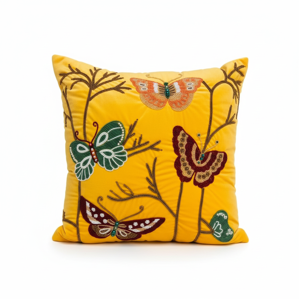 Linens Studio Velvet Embroidered Butterfly Cushion Cover CC-389 view 3
