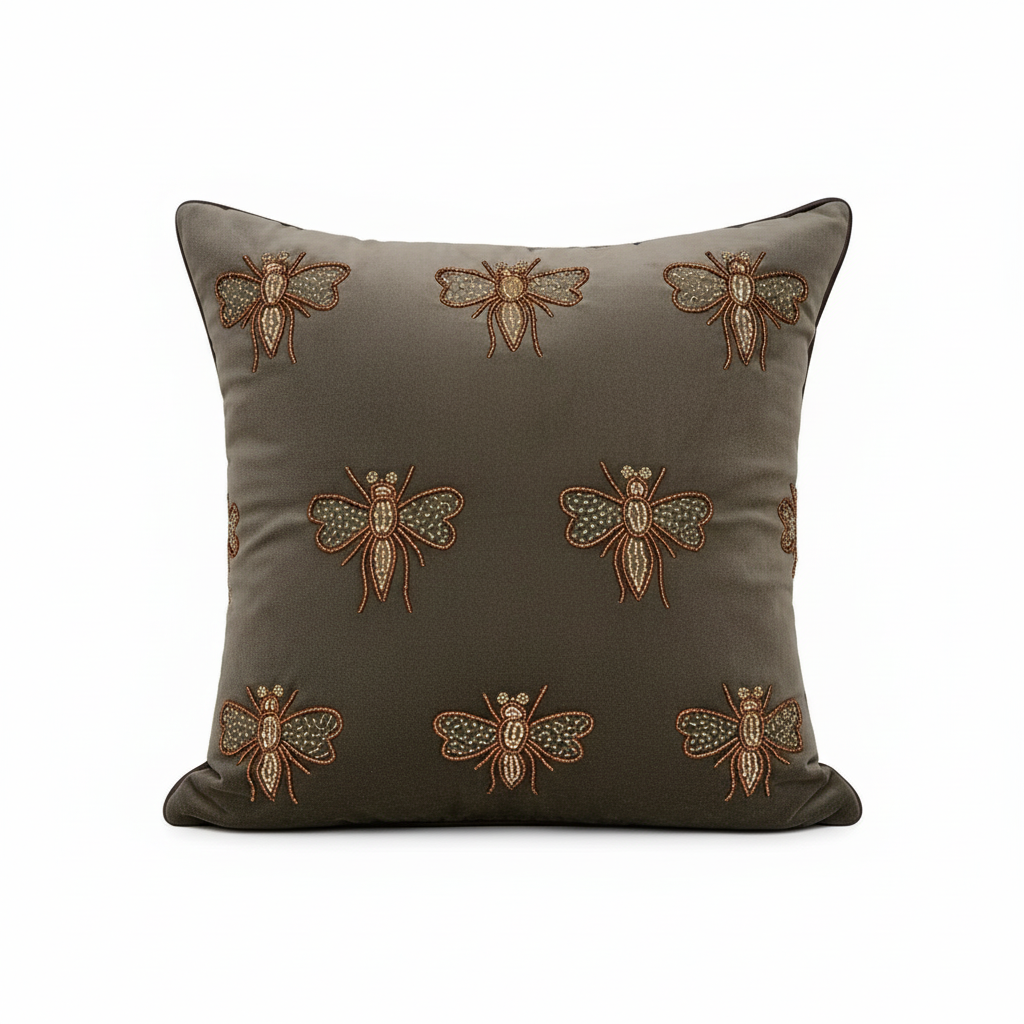 Linens Studio Embroidered Bee Design Cushion Cover CC-419
