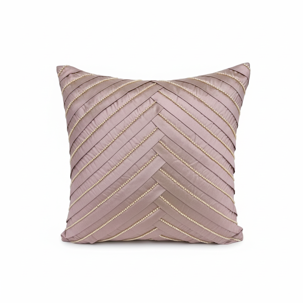 Linens Studio Pastel Pink Beaded Cushion Cover CC-179 view 3