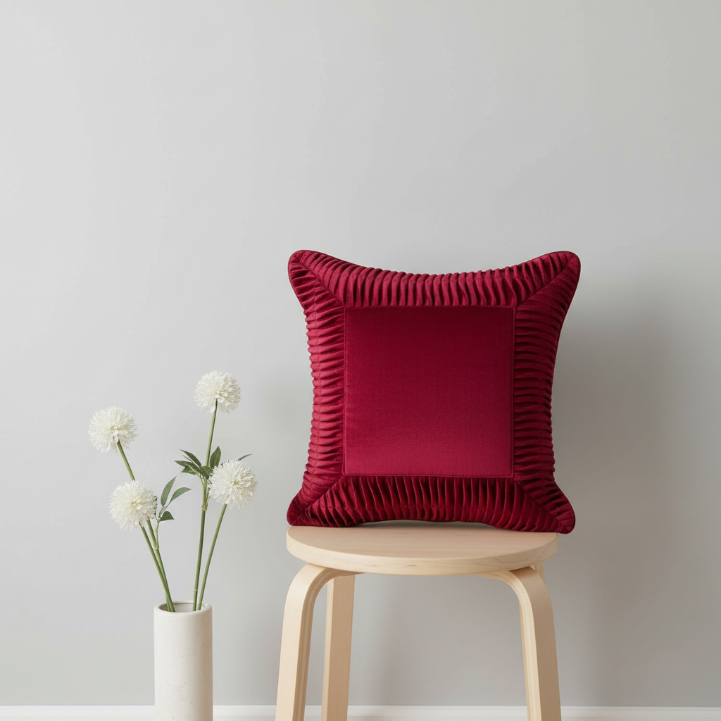 Linens Studio Red Velvet Textured Cushion Cover CC-174 view 2