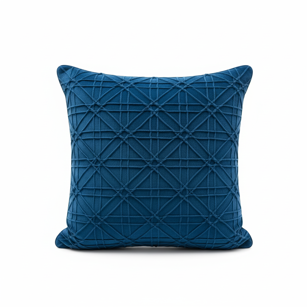 Linens Studio Blue Textured Velvet Cushion Cover CC-363 view 3