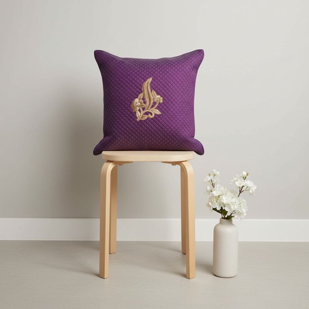 Linens Studio Embroidered Purple Cushion Cover CC-420