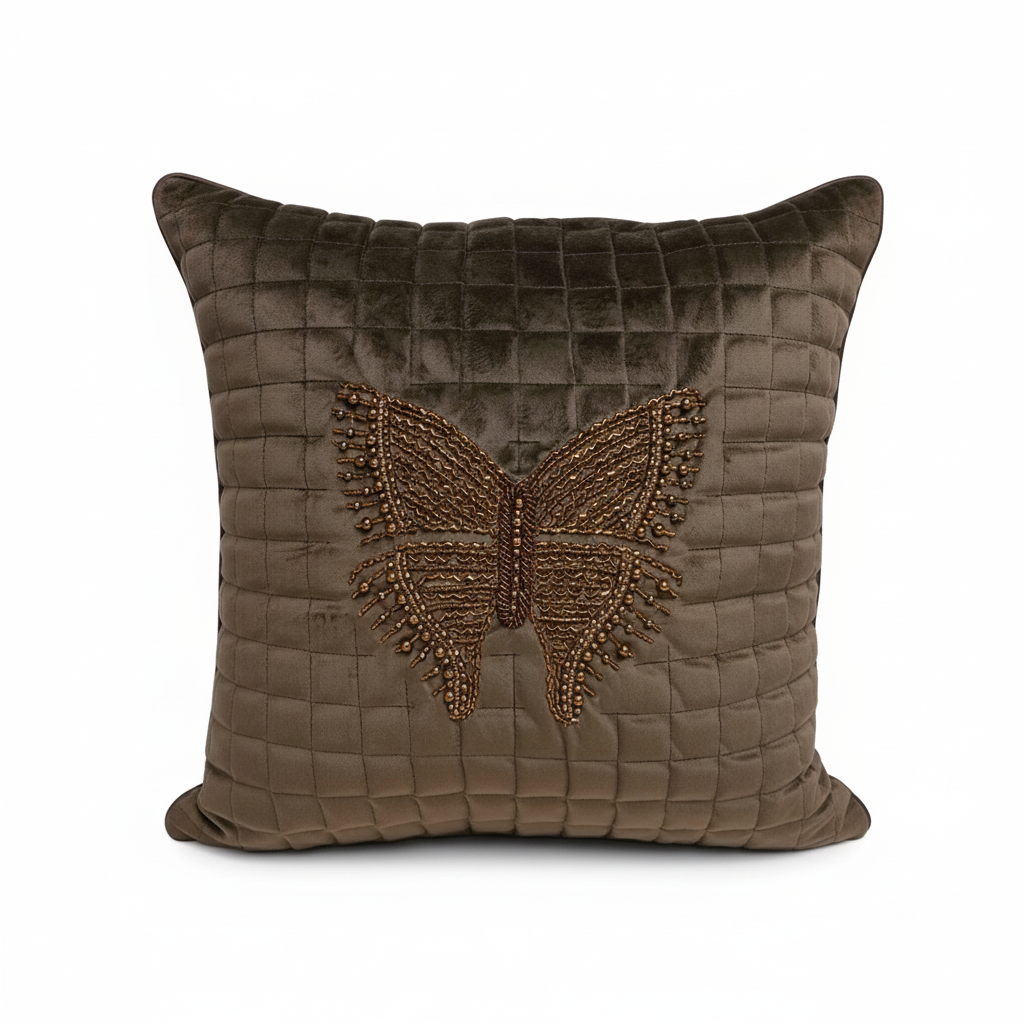 Linens Studio Butterfly Embroidered Cushion Cover  CC-403 view 3