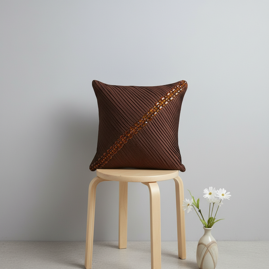 Linens Studio Brown Stone Work Cushion Cover CC-156 view 2