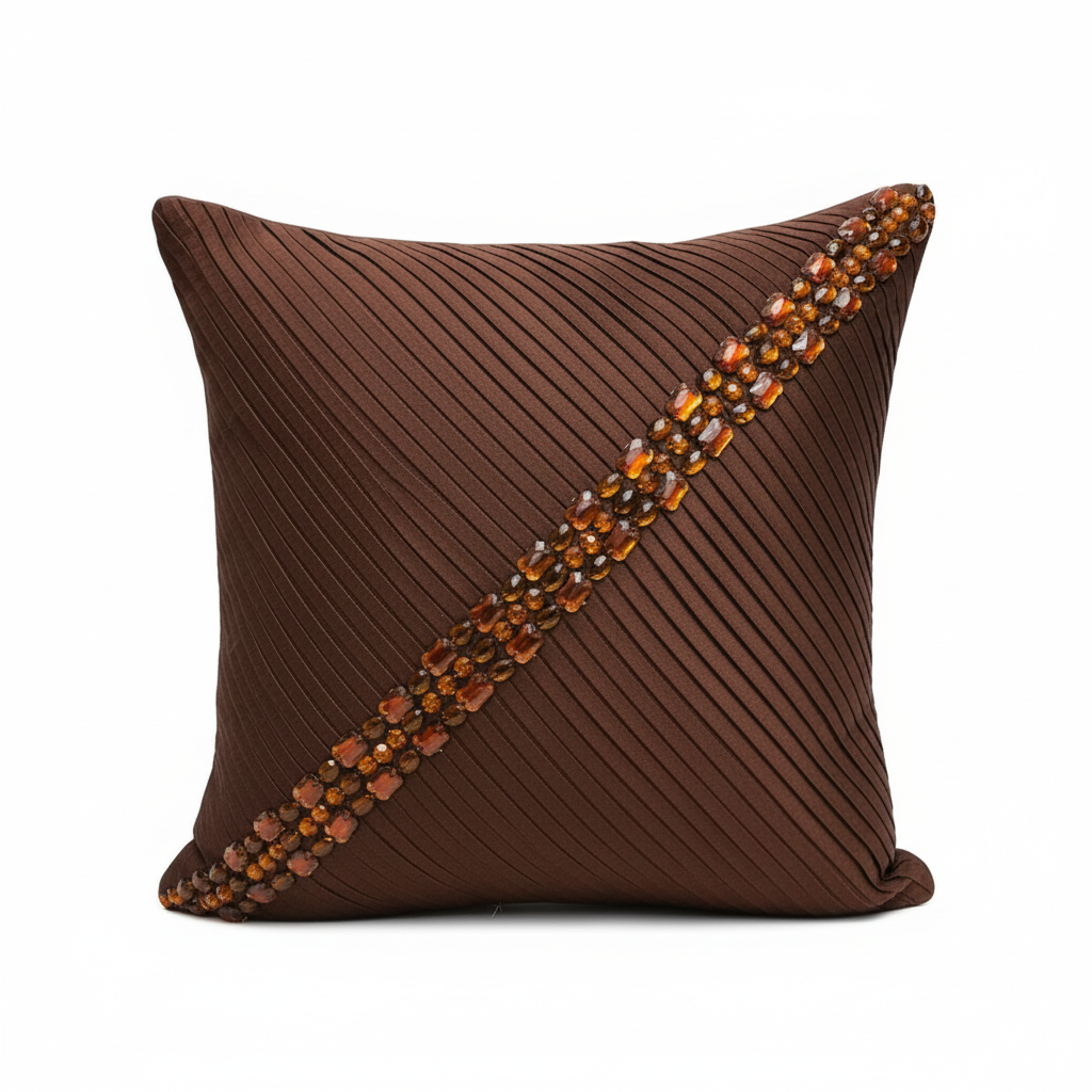 Linens Studio Brown Stone Work Cushion Cover CC-156 view 3
