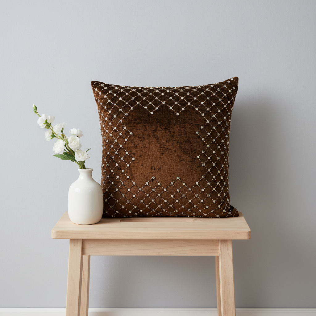 Linens Studio Embroidered Velvet Cushion Cover  CC-407