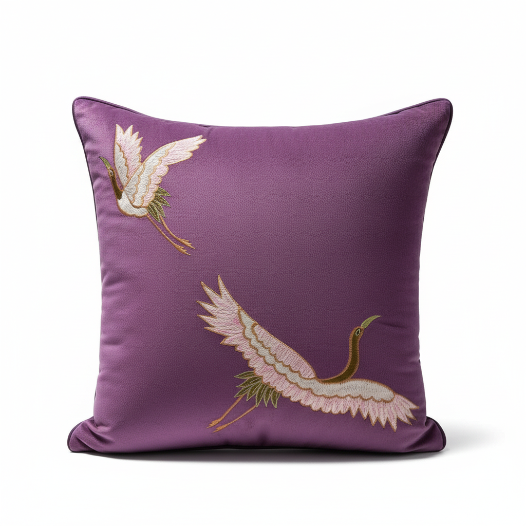 Linens Studio Velvet Purple Embroidered Cushion Cover CC-179 view 3