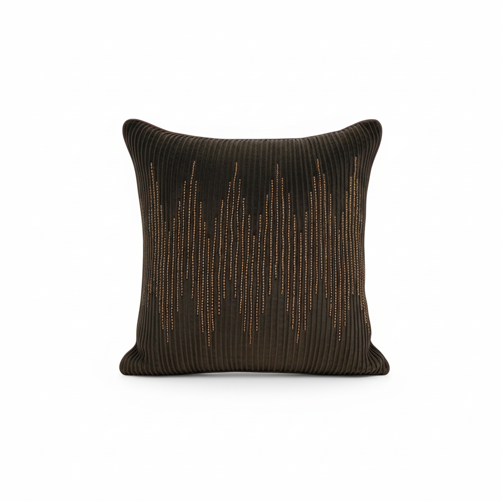 Linens Studio Brown Sequins Cushion Cover CC-385 view 3
