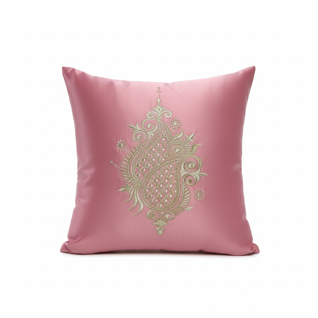 Linens Studio Pink Velvet Embroidered Cushion Cover CC-372 view 3