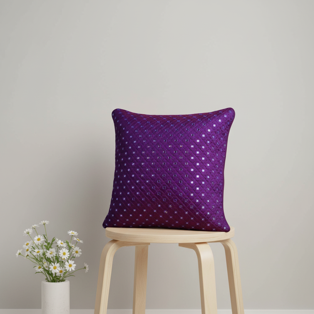 Linens Studio Purple Sequin Decorative Cushion Cover CC-317 view 2