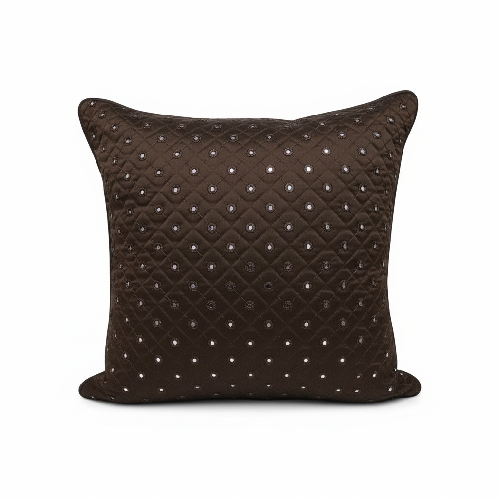 Linens Studio Brown Quilted Cushion Cover CC - 317 view 3