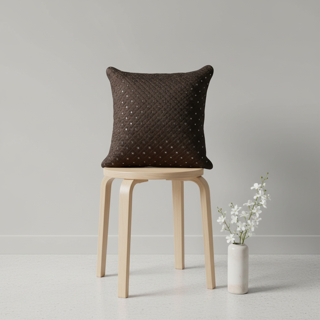 Linens Studio Brown Quilted Cushion Cover CC - 317 view 2