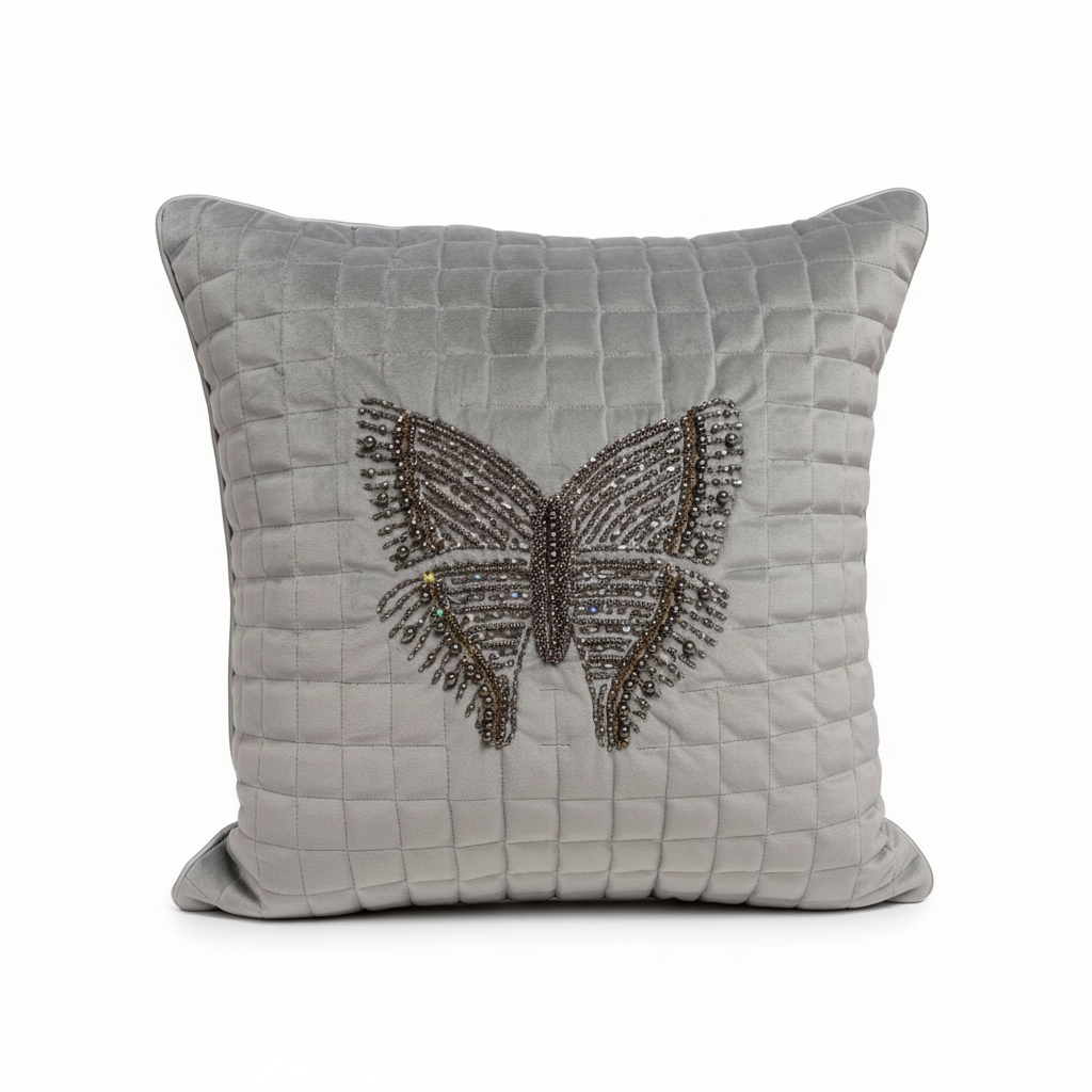 Linens Studio Butterfly Embroidered Cushion Cover CC-403 view 3