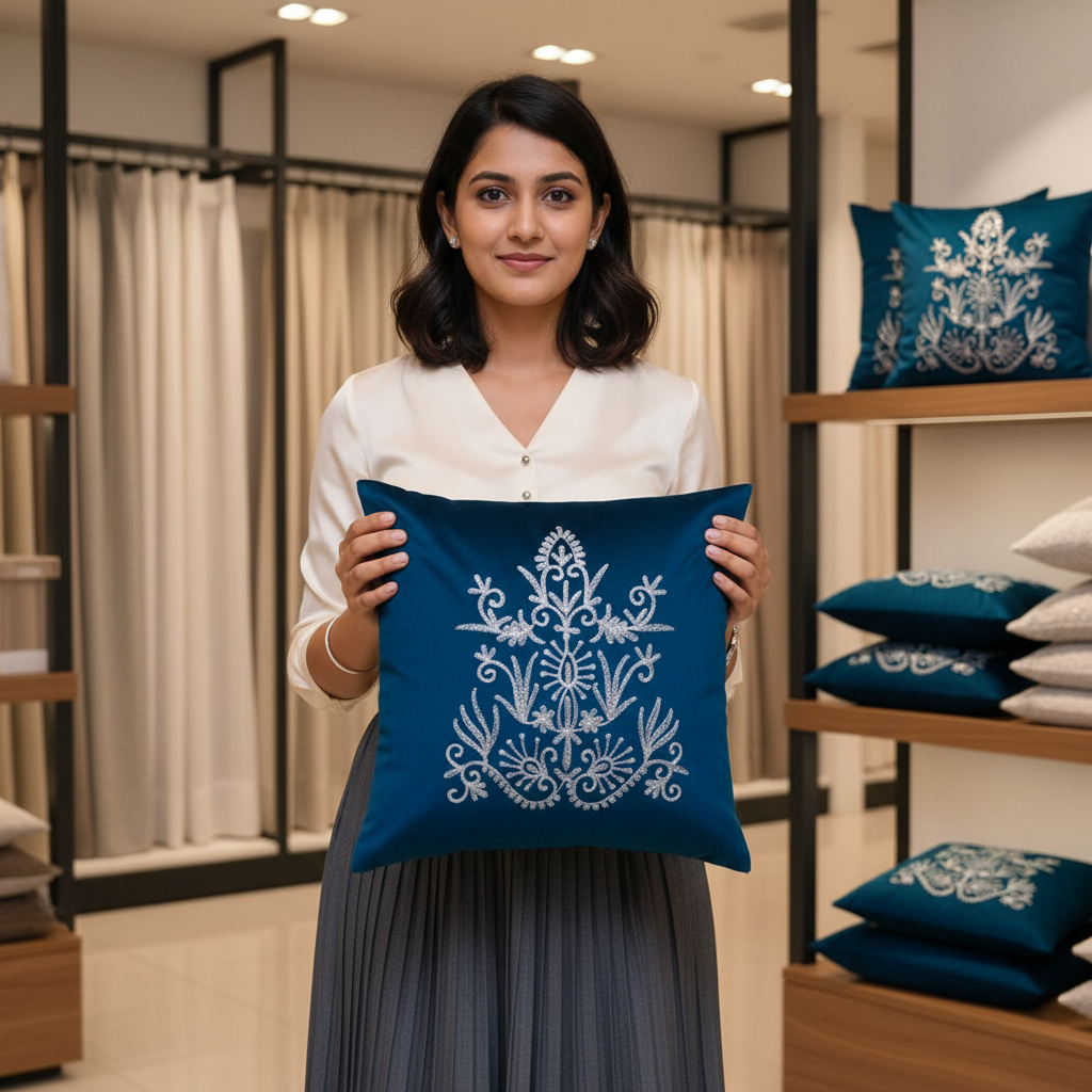 Linens Studio Velvet Embroidered Cushion Cover CC-144 view 2