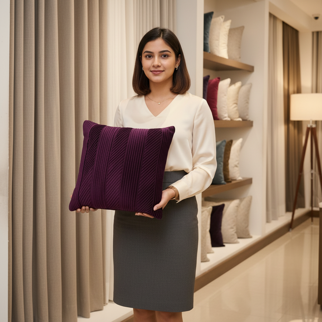 Linens Studio Deep Purple Velvet Cushion Cover CC-174 view 2