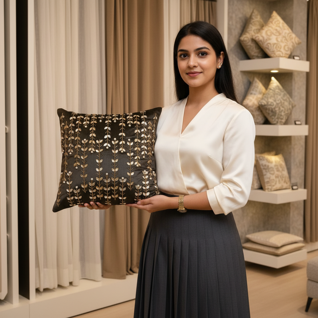 Linens Studio Embroidered Cushion Cover 1CC-393 view 2