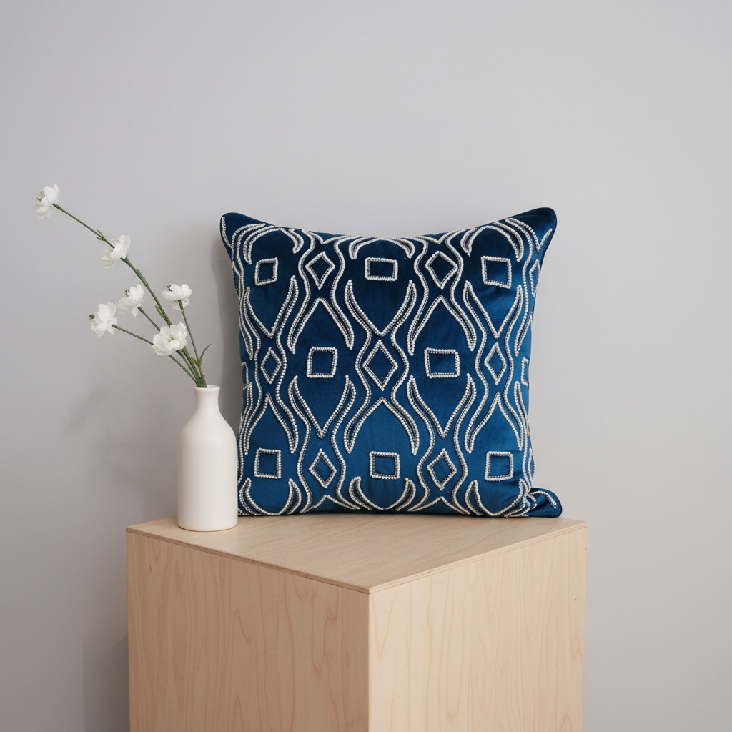 Embroidered Blue Cushion Cover CC- 165