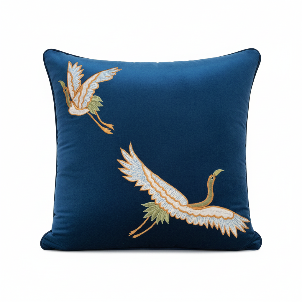 Embroidered Crane Cushion Cover CC-179 view 3