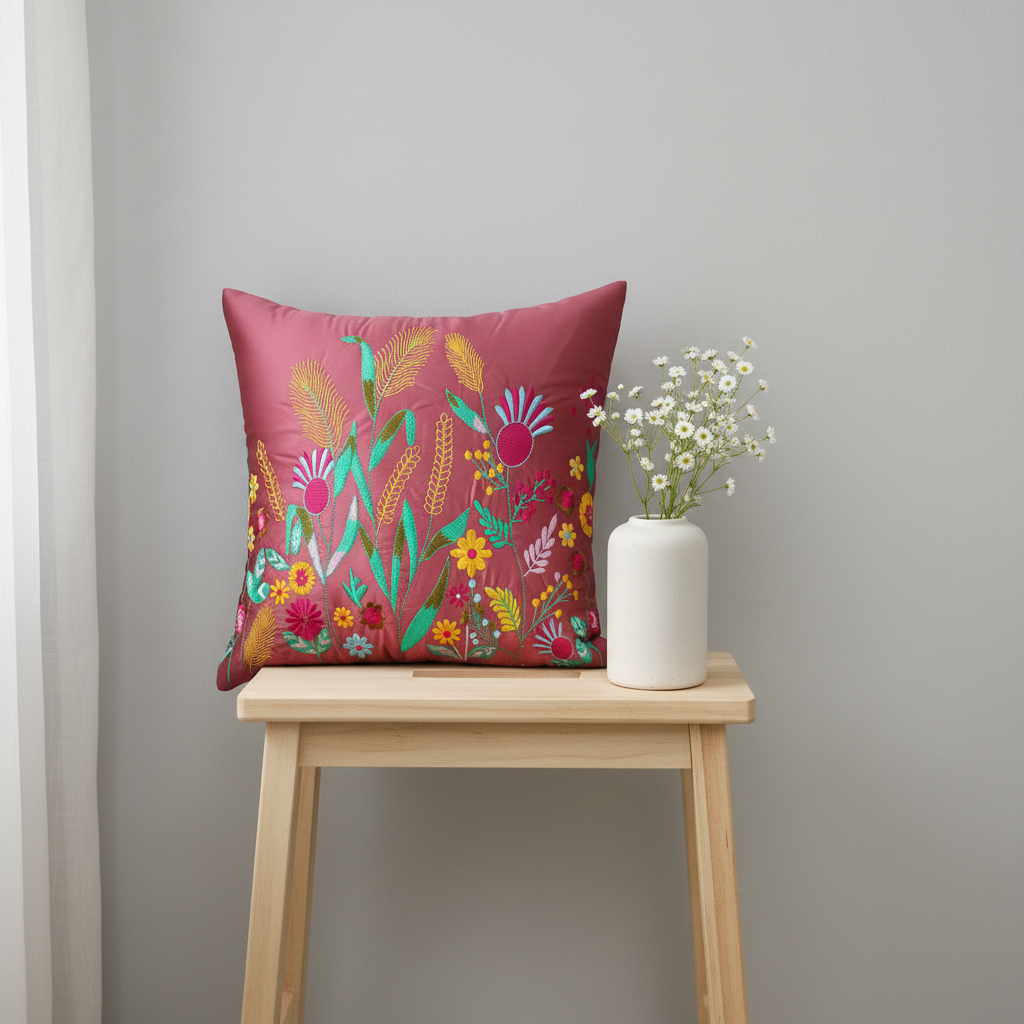 Floral Embroidered Cushion Cover CC-372