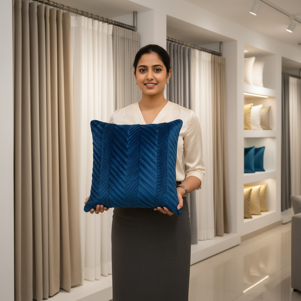Plush Blue Velvet Cushion Cover CC-363 view 2