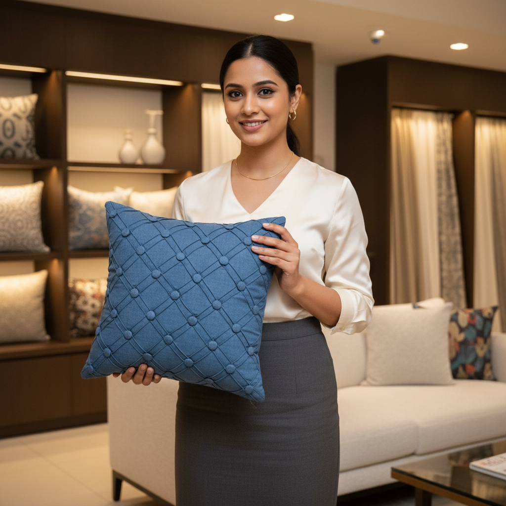 Textured Blue Cushion Cover CC-415 view 2